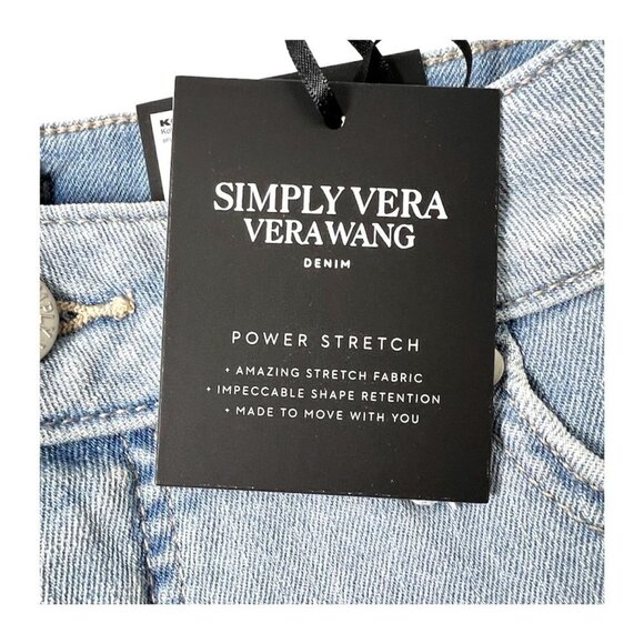 Simply Vera Wang Womens High Rise Light Distressed Bermuda Jean Shorts Sz 14 New - Picture 7 of 11